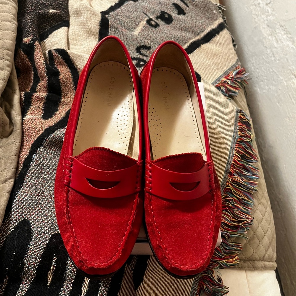 Cole Haan Women's Vibrant Red Suede Loafers